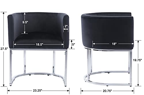 Rivova Black Dining Chairs Set Of 2 Mid Century Modern Dining Chairs With Chrome Metal Legs, Velvet Upholstered Accent Arm Chairs For Dining Room, Kitchen, Vanity, Living Room #TOP1