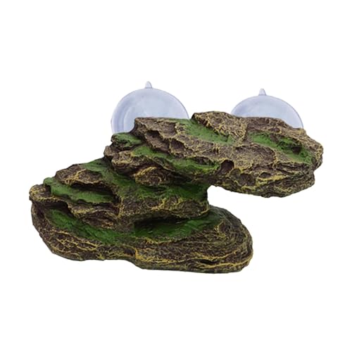 MYCENSE カメのクライミングランプシェールロック、カメのフローティングドック、カエル用の水族館フロート装飾, グリーンブラウン