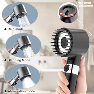 Soffione Doccia ad Alta Pressione, Soffione Doccia con Filtro a 15Fasi, Soffi-one Docci-a Anticalcare, Soffion-e D-occia, 3+1 Tipi Getti per S-offione Docci-a ad Alta Pressione e Risparmio Idrico (M1)