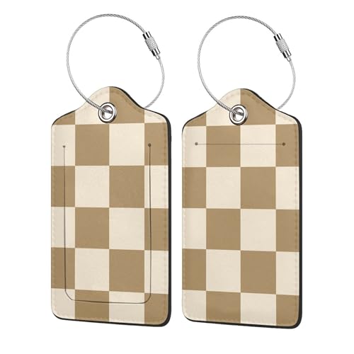 Luggage Tags for Suitcases, 2 Pack Cute PU Leather Luggage Tag TSA Approved with Stainless Steel Loop and Address Card Baggage Tag for Travel&Hotel Stays&Cruise Ships&Shipping and Mailing(Coffee)3