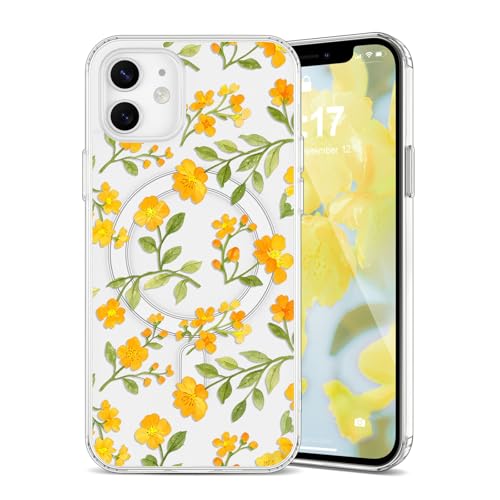 Coque iPhone 11 compatible MagSafe motif fleurs cadeau idéal femme