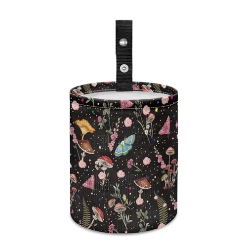 Image of Renewold Waterproof Car Trash Can Colorful Mushroom Flower Butterfly Car Trash Bin Portable Garbage Can for SUV Van Sedan Truck Hanging Bag for Headrest Front Rear Seat Automotive Interior Accessories