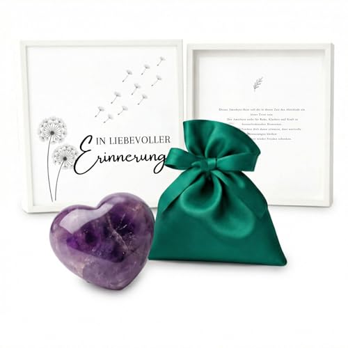 Milaboo Beileid Geschenk mit Amethyst-Herz (4 cm) – Trauerkarte “In liebevoller Erinnerung” & Samtsäckchen – Trostspender & Erinnerungsset für schwere Zeiten (Beileid - Amethyst) Milaboo Beileid Geschenk mit Amethyst-Herz (4 cm) – Trauerkarte “In liebevoller Erinnerung” & Samtsäckchen – Trostspender & Erinnerungsset für schwere Zeiten (Beileid - Amethyst)