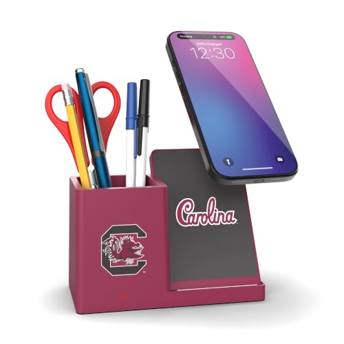 SOAR NCAA Wireless Cell Phone Charger and Desktop Organizer, South Carolina Gamecocks
