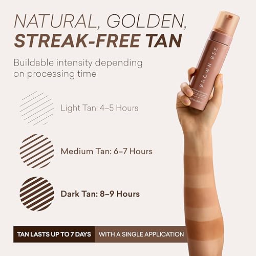 Image of Brown Bee Air Self Tanning Mousse 200 ml - Self Tanner Mousse with Color Guide, Coconut Vanilla Scent, Vegan, Streak-Free Natural Bronze for Beginners & Pros