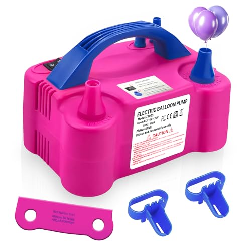 Bomba eléctrica para globos, 110V 600W portátil con doble boquilla, inflador de aire para decoraciones de fiesta con herramienta para atar miniatura 1
