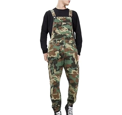 DFJOENVLDKHFE Men Denim Overalls Vintage Baggy Dungarees Jumpsuit for Work and Casual Wear(M)