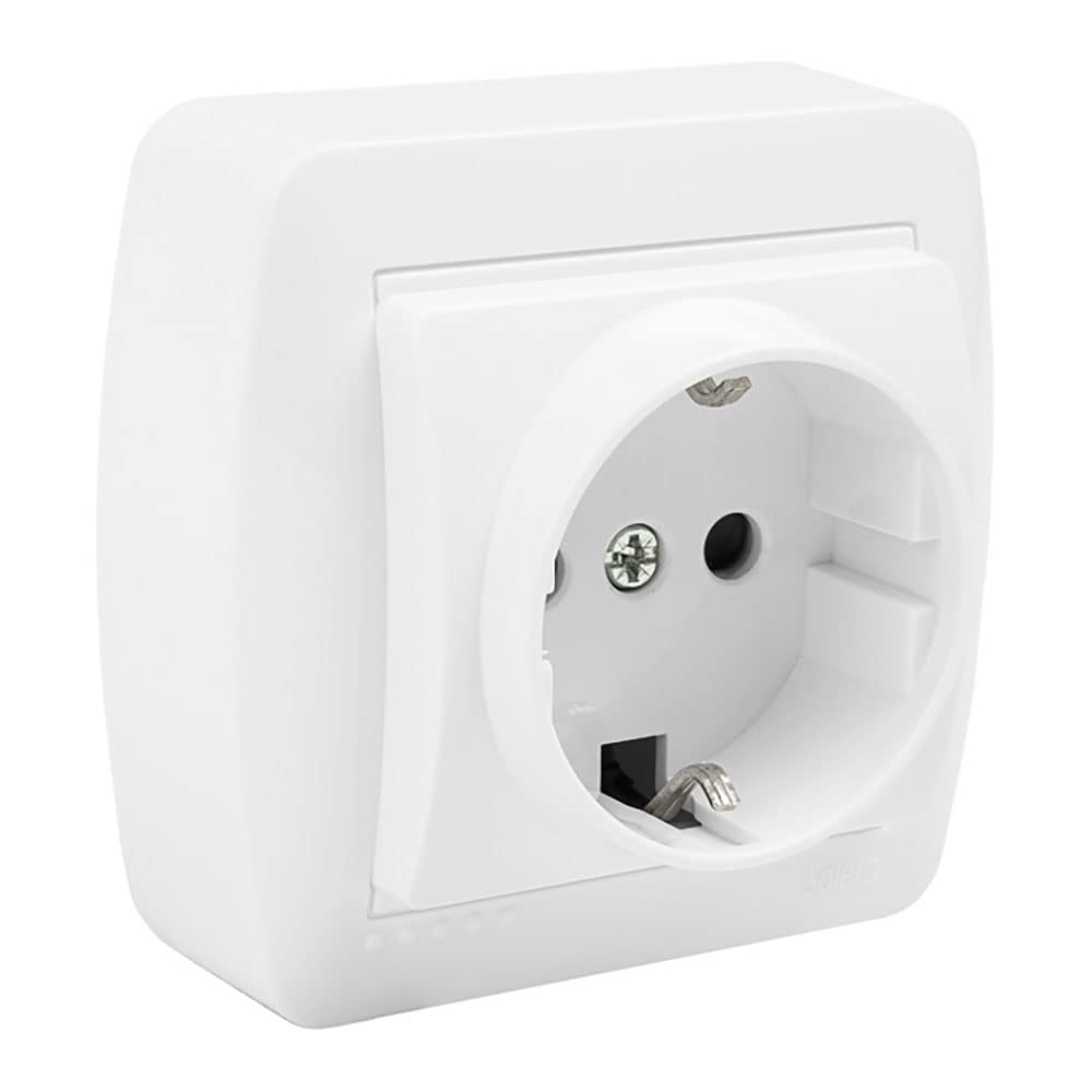 Base de superficie 2P MUR60U, diseño mural, ideal para conexiones eléctricas en espacios residenciales y comerciales.