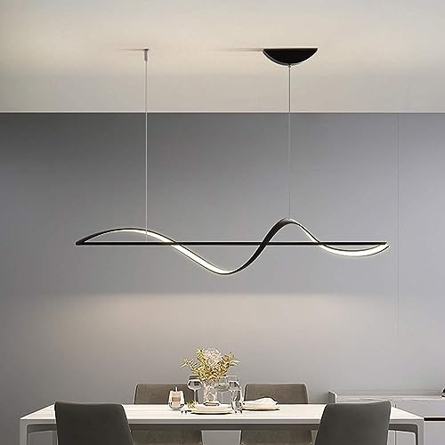 Luminaire suspendu à LED à intensité variable noir pour table de salle à manger - 2