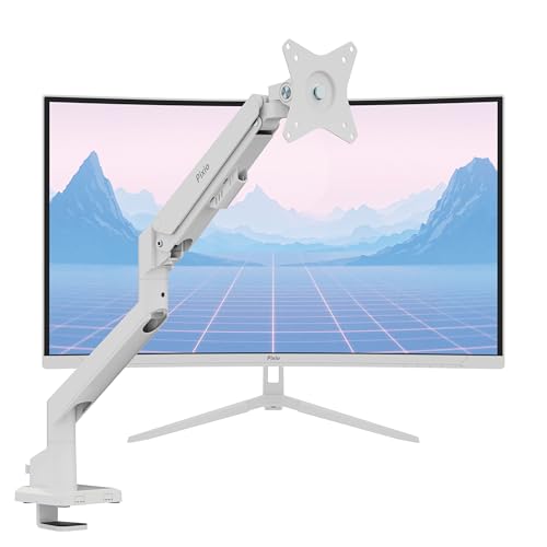 Image of Pixio PXC278WAVE White 27 inch 180Hz Refresh Rate QHD 1440p Resolution 1650R Curve Fast VA Panel 1ms GTG Response Time HDR Curved Gaming Monitor and PS1S Wave White Single Monitor Arm
