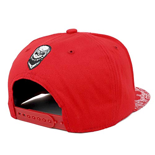 Image of Trendy Apparel Shop Skull Bandana Embroidered Paisley Print Flatbill Cap