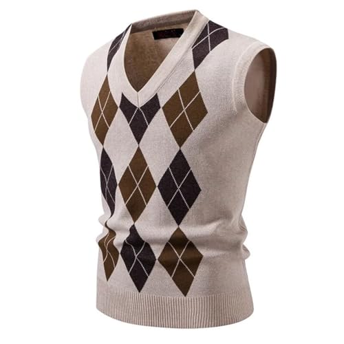 Mens Argyle Knitwear Vest V Neck Sleeveless Casual Slim Fit Knitted Pullover Outdoor Streetwear Casual Tops4