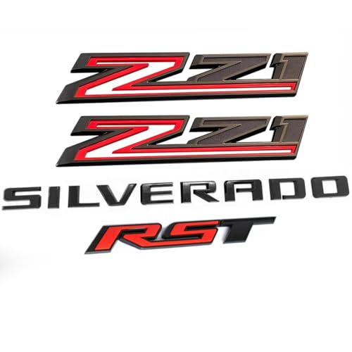 Set of 4pack OEM Silverado Plus Z71 RST Emblems 3D Badges Compatible with for Silverado 2019-2025 Parts 86539786 (Black Red)
