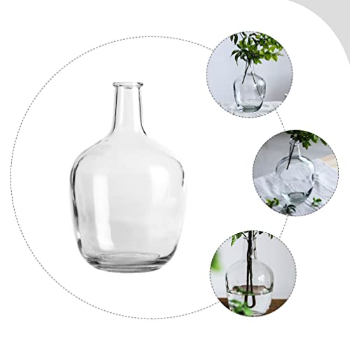 Healifty Vaso de vidro transparente grande com balão de flores de chão vaso redondo grande para deco