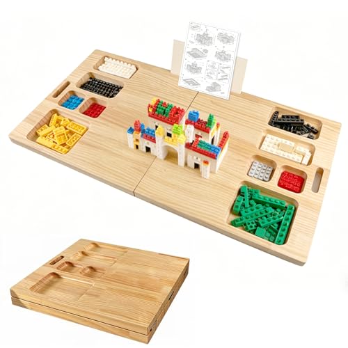 Building Tray Board for Lego 41 x 21 Large-Area Building Baseplate Table Natural Solid Wood Foldable Building Table for Adults & 3+ Children Multi-Activity Baseplate Board