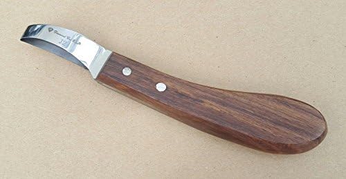 Hoof Knife Loop Oval Farrier Equine Horse Stainless Steel Blade Wooden Handle