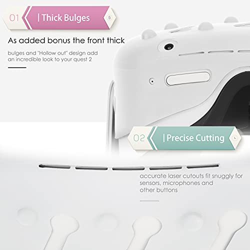 Protective Vr Shell For Quest 2 Oculus Accessories Silicone Front Face Protector Cover Vr Headset Protective Skin Hood With Thick Bulges Anti Scratch Preventing Collisions Dust Proof (White) #TOP2