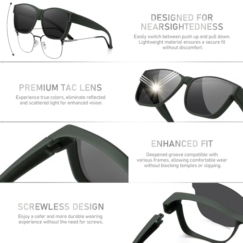 Image of GEGURI Polarized Sunglasses Fit Over Glasses for Men Women, Oversized Square Sun Glasses UV400 Protection Shades