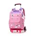 Sac à Dos pour Enfant Cartable a roulettes Garçon Fille Sac Scolaire Roulette Monter des Escaliers Garcon Sac école Fille Cartable pour Quotidien et Voyage 1-6 Ans, Mauve
