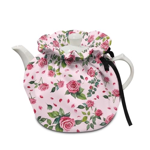 Image of Valentine Tea Cozy Foldable Teapot Rose Dust Cover Keep Warmer Teapot Protective Insulated Soft Cover Kitchen Home Decor Accessory Tea Pots Cozy Decorative Accessories