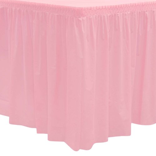 Party Essentials Heavy Duty Disposable Plastic Table Skirt, 1-Count, 29" W x 14' (168") L, Pink
