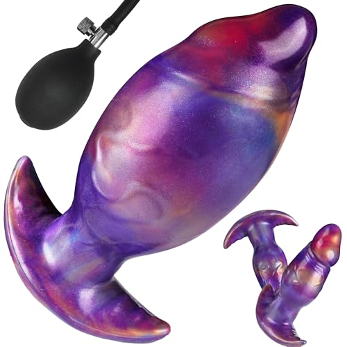 Anal Dildo Realistische Dildo Monster Aufblasbarer Butt Plυg mit T-Förmiger Basis Fantasy Soft Analplug für Männer Frauen Inflatable XXL Analdildo Buttplug Fetisch BDSM Analsex Sexspielzeug für Paare