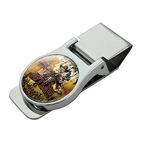 GRAPHICS & MORE Outlaw Cowboy Skeleton Western Satin Chrome Plated Metal Money Clip