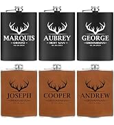 ELEGANTPARK Personalized Groomsmen Gifts for Wedding Custom Flask Monogram Groomsmen Proposal Gif...