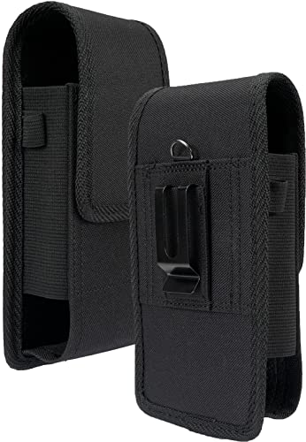 Harness Case for Zebra TC77 Scanner, Nakedcellphone Black Rugged Canvas Pouch Vertical Holster Holder Metal Clip and Secure Belt Thread Magnetic Closure for TC75 TC72 TC70 TC70X TC51 TC56 TC52 TC57