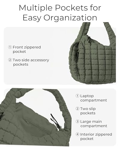 Image of Puffer Tote Bag, Quilted Tote Bag Crossbody Bags for Travel, Gym, Work
