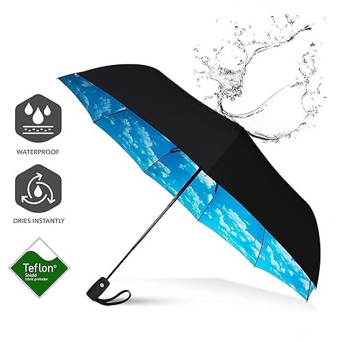 Image of 3 Fold with Auto Open and Close Umbrella For Man Women Kids Girls and Boys Rain and Wind Resistant Umbrella