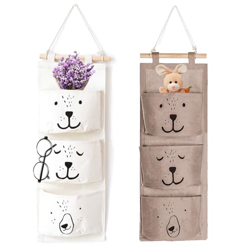 2pcs hängend Wandregal tasche mit 3 Taschen, Hängender Organizer für Kinder, Faltbare Hängetasche (weiß/grau) 2pcs hängend Wandregal tasche mit 3 Taschen, Hängender Organizer für Kinder, Faltbare Hängetasche (weiß/grau)
