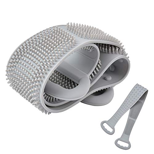 Back Scrubber For Shower,Silicone Bath Body Brush [ 2021 Upgraded Version ] 100% Comfortable Massage Back Cleaner For Men and Women (Old Gray)