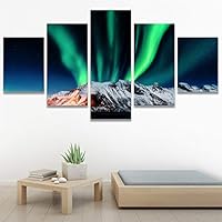 SIGNWIN 5 Panel Canvas Wall Art Modern Art Astronomy & Space Aurora Colorful Global Multicolor Photography for Home Decorations Ready to Hang - 60