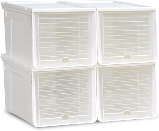 4パックの靴収納ボックス透明な靴ボックスダストプルーフプラスチック引き出し靴キャビネット寮のスペース節約 (Size : 32.5*