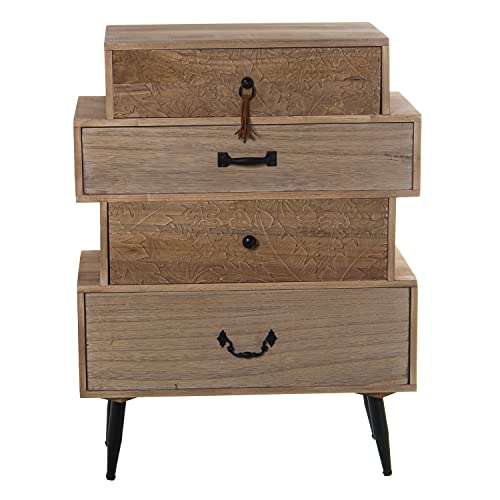 CAJONERA IRREGULAR 4C MADERA,PAULOWNIA+DM 60X28X80CM, ALT.PATAS:17CM