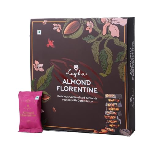 Image of Loyka Almond Florentine /Chocolate Almond Box - 12 pcs | Premium Chocolate Gift Hamper | Choco & Nut Dryfruit Delicacy | Caramalised Almonds coated with Dark Choco | Any-time snack