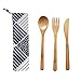 Juego de cubiertos de bambú, cubiertos de bambú, cubiertos de viaje ecológicos, cuchillo, tenedor, cuchara, cubertería de madera natural, 20 cm