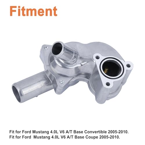 Upgrade Aluminum Thermostat Housing Assembly.(1PCS) Replaces Part # 5R3Z-8592-BA 5R3Z8592BA. Fit For 2005-2010 Ford Mustang 4.0L V6. - Thumbnail 3