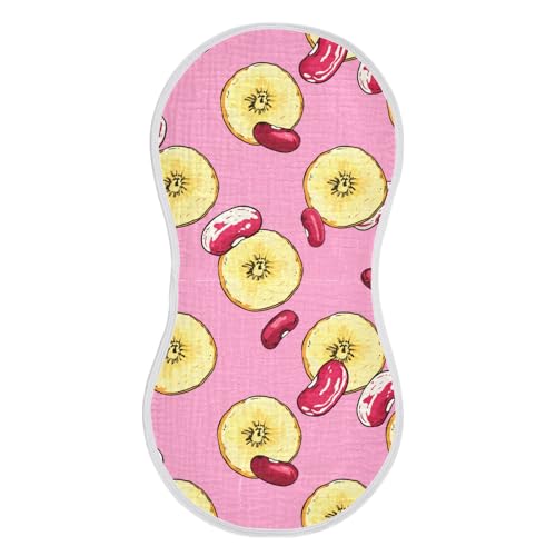 J JOYSAY Banana Bean Pink Baby Burp Cloths for Boys Girls Large 22''x11'' Cotton 4 Layer Baby Bibs for Baby Sensitive Skin one sizex1