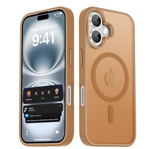 Image of LATVIN for iPhone 16 Plus Case, Magnetic Phone Cover, Compatible with MagSafe, Military Grade Protection, Translucent Matte Frosted Back, Desert