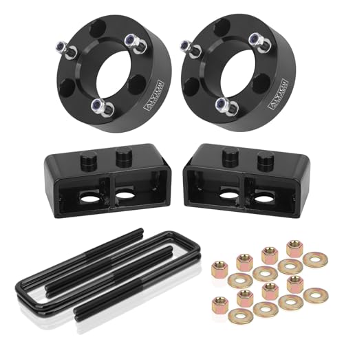AiYiGu 3 Inch Front Strut Spacers and 2 Inch Rear Aluminum Blocks Lift Kit with U-Bolts Compatible with 2004-2020 Ford F-150 2WD 4WD, 3" Front and 2" Rear Suspension Leveling Kit for F150