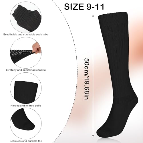 2 Pairs Women's Slouch Socks Warm Scrunchie Socks Heavy Knitted Boot Sock Extra Long Stacked Socks Size 9 to 11 (Black)2
