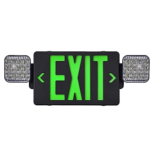Image of TANLUX Black Housing Exit Sign with Emergency Lights, LED Emergency Exit Light with Battery Backup, UL Listed, AC 120 /277V, Commercial Emergency Lights Combo for Business - 1 Pack