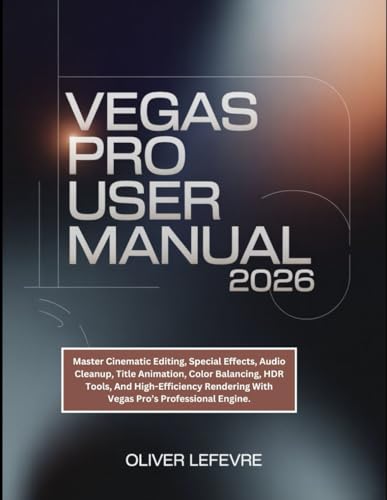 Vegas Pro User Manual 2026: Master Cinematic Editing, Special Effects, Audio Cleanup, Title Animation, Color Balancing, HDR Tools, And High-Efficiency Rendering With Vegas Pro’s Professional Engine.
