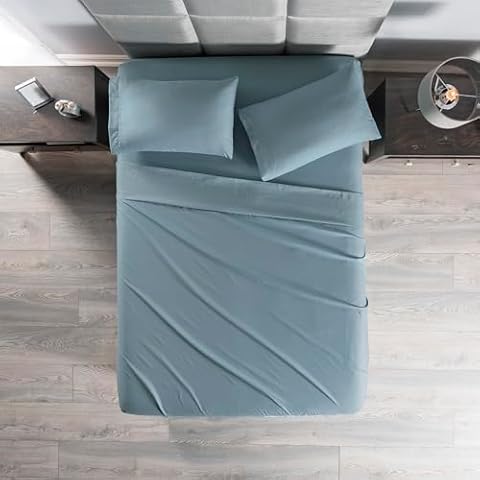 Vianney Viasoft Queen Sheet Set Elegant Sky Light Blue, Soft & Durable Cover
