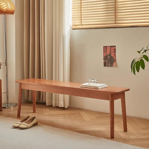 Banco de madera para pie de cama en dormitorio o pasillo estrecho rústico 2