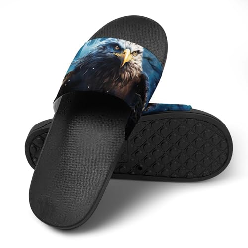 Bald Ea-gle Under Moon House Sandals Non-Slip Bathroom Slippers Beach Summer Shoes for Men Women4