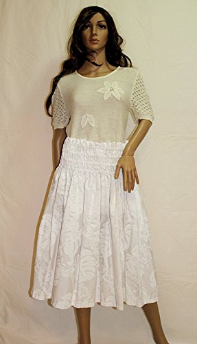 Hawaiian Pa'u Hula Skirt, White Flower on White Background3