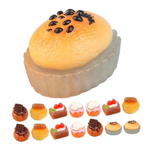 Angoily 15個 ミニチュアケーキモデル 樹脂製 物そっくりなデザート飾り ドールハウス用ミニハウス装飾 おままごと用フェイクケーキ インテ